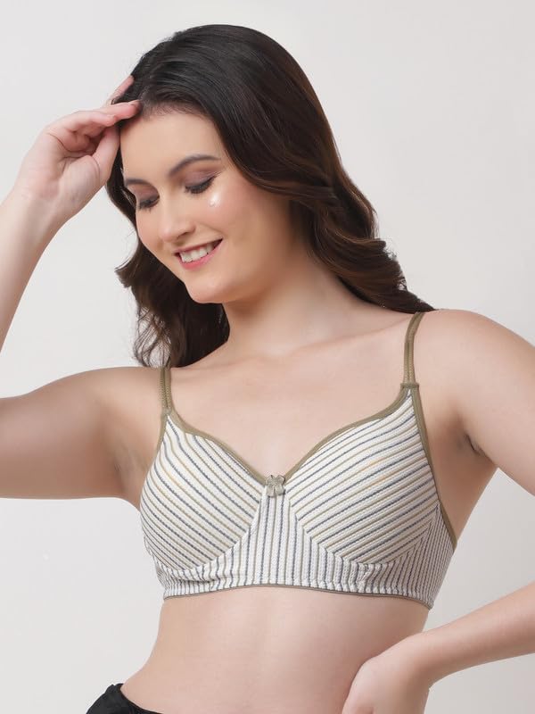 Image of Women's Cotton Full Coverage Lightly Padded Wirefree T-Shirt Bra Combo Pack of 3