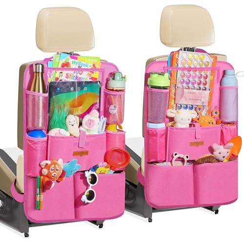 SURDOCA Car Organizers and Storage with 11-inch Touch Screen Tablet Holder, Backseat Car Organizer with 8 Pockets, Car Seat Protector Road Trip Essentials for Kids