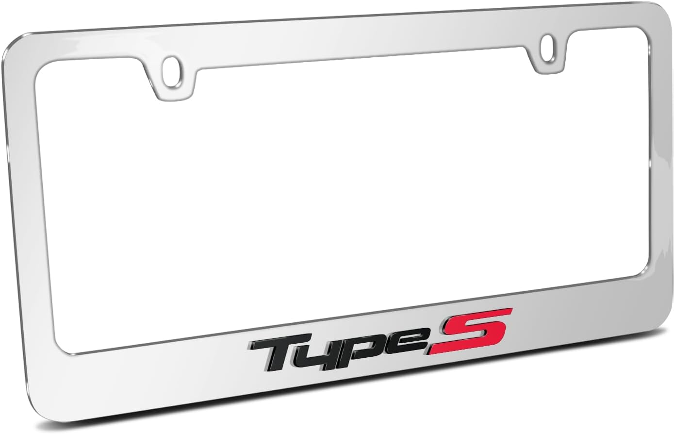 iPick Image for Acura Type-S Logo in 3D on Mirror Chrome Metal License Plate Frame - Official Licensed