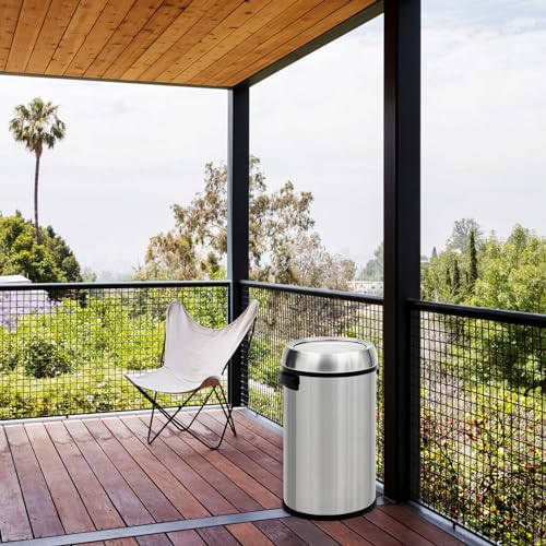 Image of GlowSol 17 Gallon Large Capacity Kitchen Trash Can with Swing Lid, Commercial Trash Can, Heavy Duty Brushed Stainless Steel Garbage Can, 65 Liter, Suitable for Kitchen Outdoor Office