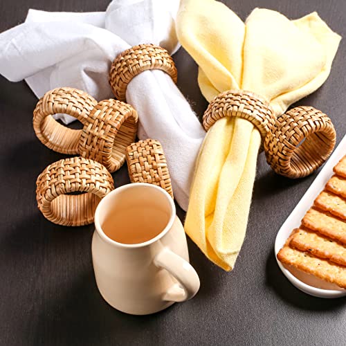 Goroly Home Natural Rattan Decorative Napkin Rings Set Of 12, Serviette Napkin Rings Bulk For Party Decoration, Table Top Décor For Dinning Table, Everyday, Christmas, Easter Family Gatherings #TOP3