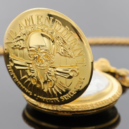 Image of Tiong Vintage Pocket Watch Engraved Cowboy Skull Wolf 3D Pattern Arabic Numerals Quartz Pocket Watch with Chain Best Gifts