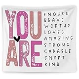 WNAGT Positive Affirmations for Kids Tapestry Wall Hanging, Kids Affirmation Wall Decor, You Are Kind Brave Smart Inspirational Wall Blanket Decor for Kid Room Classroom Nursery, 50x60 Inch(Style B)