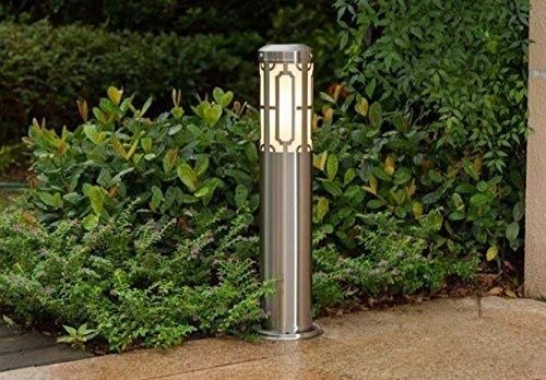 KMYX Colonna in acciaio inox lampada esterna del prato inglese Lampada da tavolo impermeabile IP55 Colonna Openwork Porta Pilastro Messaggio Lanterna tradizionale E27
