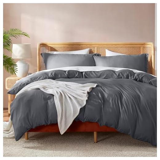 Nestl Bedding Duvet Cover 3 Piece Set – Ultra Soft Double Brushed Microfiber Hotel Collection – Comforter Cover with Button Closure and 2 Pillow Shams, Gray - Queen 90"x90"