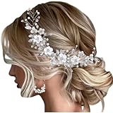 ISLHJDD Flower Wedding Hair Vine Crystal Bride Headband Pearl Hair Accessories Bridal Hair Clip for Women and Girls