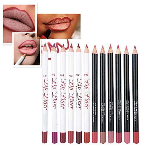 Lip Liner Set, Waterproof Long-lasting Matte Lipstick, Sexy Lip Liner Pencil Makeup Cosmetic Beauty Lipstick Matte Lipliner Lip Pen Set for Women Ladies Girls 12 Colors/set