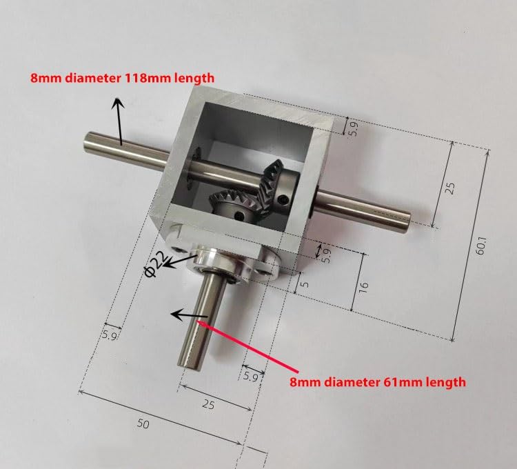 Mechanical Steering 1pcs 90 Degree Cross Spiral Bevel Gear Gearbox 1:1 Transmission 8mm Double Output Shaft Right Angle Steering Commutator Direction Transmission