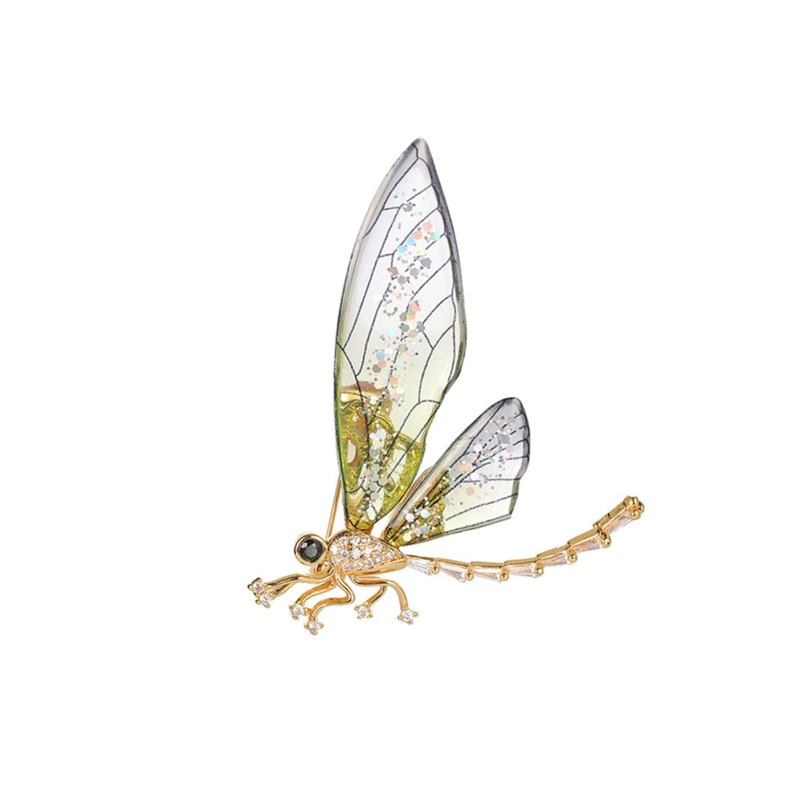 Spilla a forma di libellula, con zirconi, elegante, per sciarpa, ufficio, feste, gioielli, idea regalo, 1 pezzo