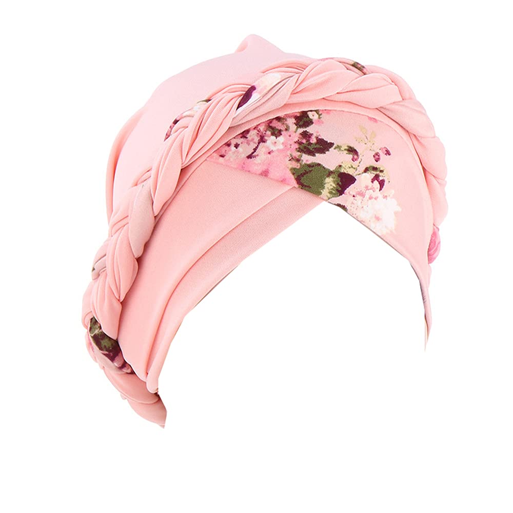 Jdyaoying Women's Pink Muslim Turban For Twisted Braid Turbans Headwrap Beanie Bonnet Cap