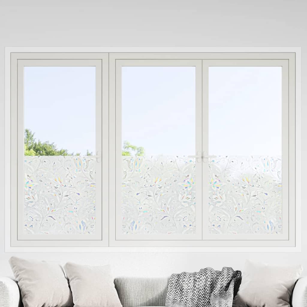 Fensterfolien Sichtschutz 4 STK. Matt Blumenmuster aus PVC 90x500 cm mit UV- und Wärmeschutz für Bad, Küche, Wohnzimmer, Büro, Balkon, Terrasse, Montage inklusive Spachtel