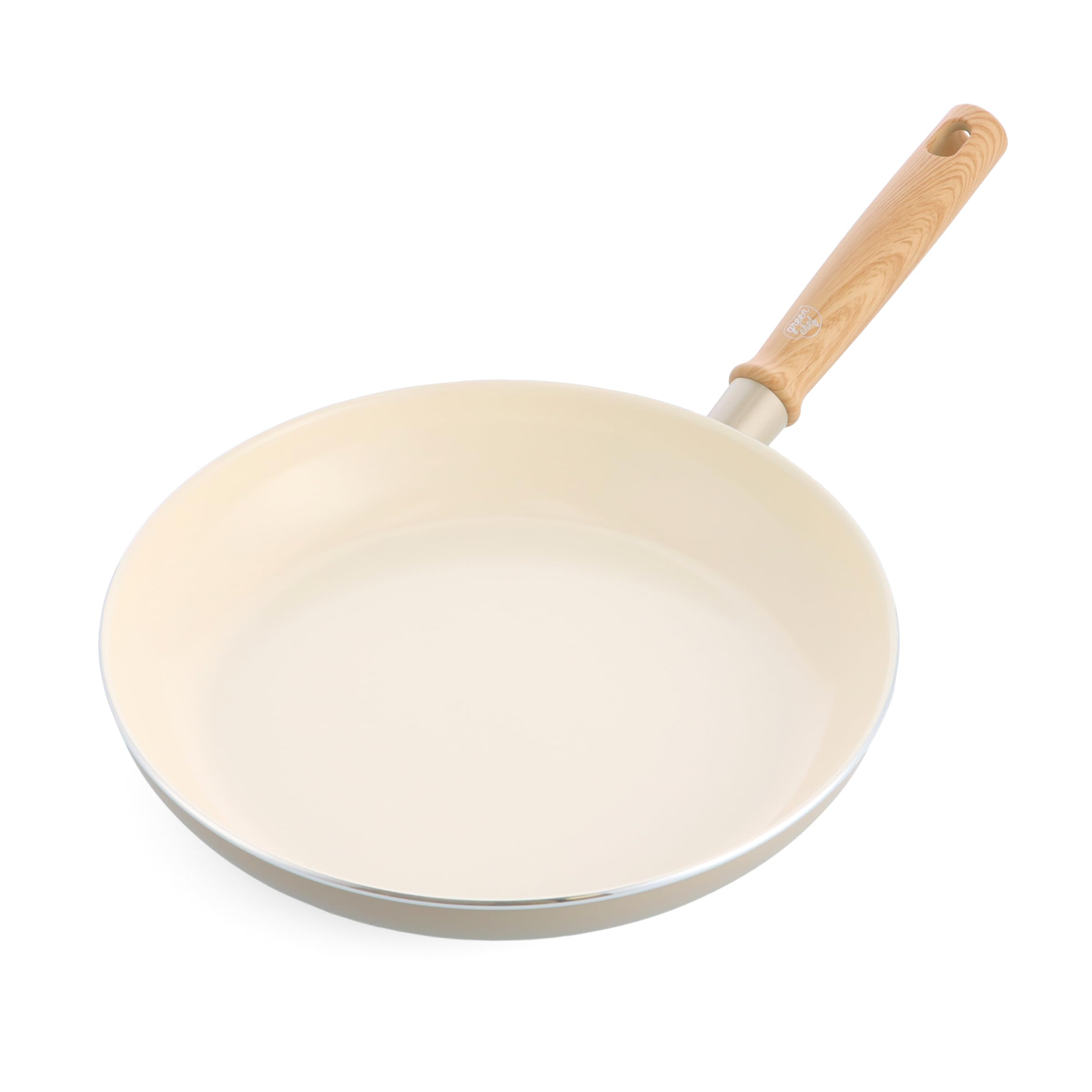 GreenChef Nordics Wok con Rivestimento Ceramico Antiaderente, 28 cm/3,7 L, Compatibile con Induzione, Manico Effetto Legno, Senza PFAS, Adatto al Forno 160 °C, Lavabile in Lavastoviglie, Crema