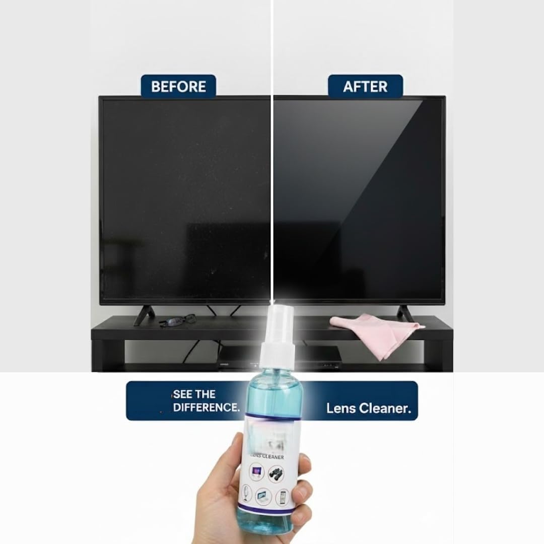 Eloxee Lens Cleaner Spray for Spectacles, Eyeglasses, Sunglasses, Camera Lenses & Screens Anti-Fog Anti-Static Streak-Free Cleaning Solution (1 Bottle with 1 Cloth) 1