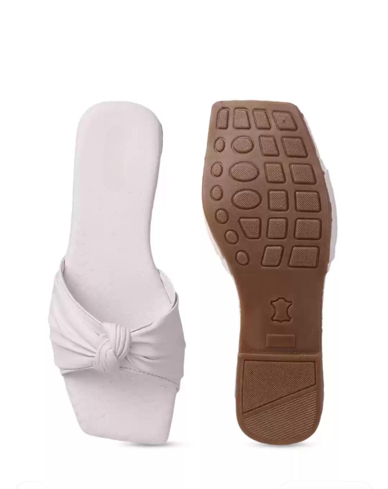 Flat Sandals for Women, Black Leather, Knotted Design with Textured Sole-image-18