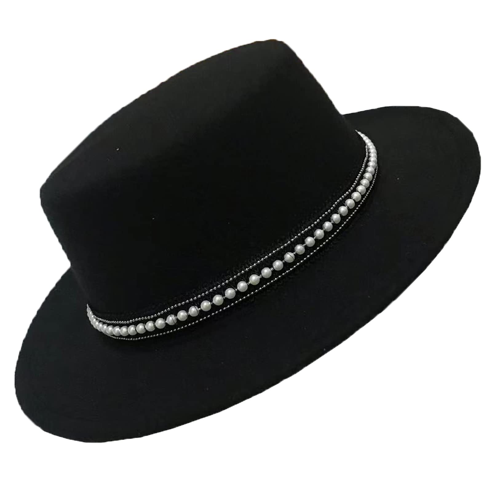 Cappello classico Fedora a tesa larga per donna uomo in feltro Panama Flat Top Jazz Cap con fascia rimovibile