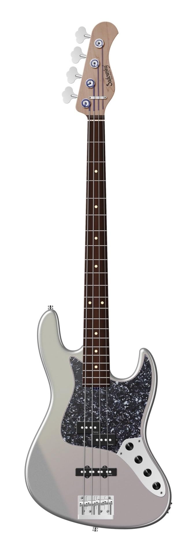 Sadowsky MetroExpress Hybrid P/J Bass Guitar- Solid Silver Metallic, Morado Fingerboard