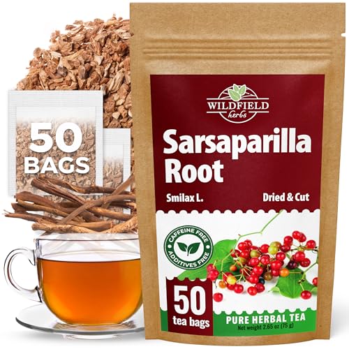 Image of 50 Bags Sarsaparilla Root Tea Herbal Tea (Smilax glabra) - 50 Count 1.5g Bag Sasperella Root Herb Tea raiz de zarzaparella