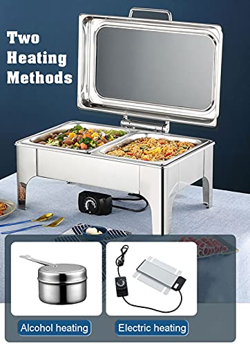 YAOYAOO Buffetwärmer Wärmebehälter für Speisen, Speisenwärmer Edelstahl Buffet Chafing Dish Warmhalteplatten, Stövchen… – Bild 3