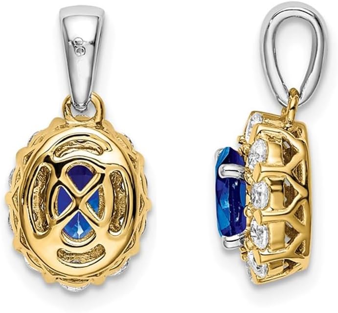 1/2 Carat (ctw) Lab-Created Blue Sapphire Pendant Necklace with Lab-Grown Diamonds in 14K White Gold with Chain - Image 5