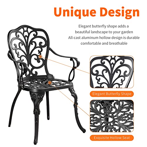 Withniture Bistro Table And Chairs Set Of 2 Outdoor 3 Piece Bistro Sets Cast Aluminum Patio Bistro Set With Umbrella Hole thumb #1