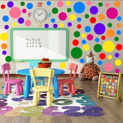 Colorful Polka Dot Wall Stickers for Kids Room Decor Coloured Boho Round Circle Polka Dot Wall Decal for Kids Bedroom Living Room,Classroom - Image 2