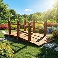 WISLAS 5FT Wooden Garden Bridge with Handrails, Decorative Landscape Footbridge for Yard, Pond, Farm or Creek - Rust-Resistant Cedar Construction, Easy Assembly & 500LB Capacity