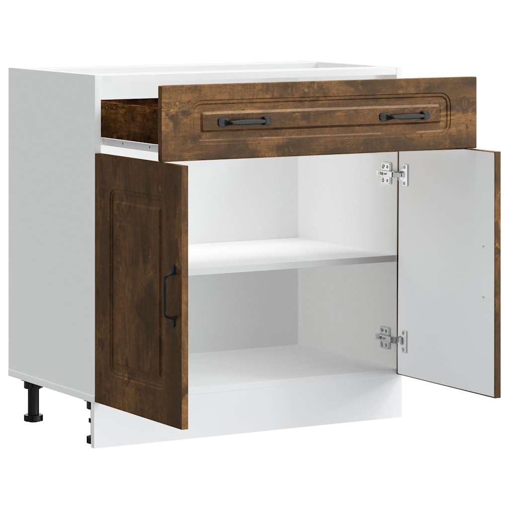 vidaXL Base da Cucina Kalmar Rovere Fumo in Legno Multistrato, Mobile Base lavello, Mobile Cucina Base con cassetto, Mobile Base lavello