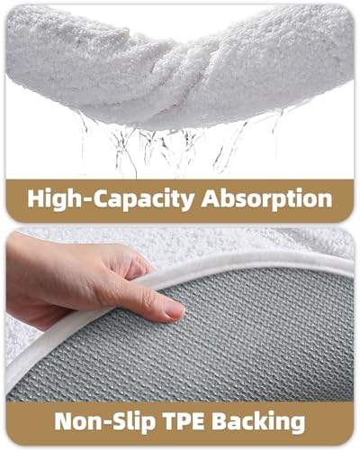 Image of Color&Geometry Oval White Bathroom Rugs 32x20, Extra Soft Absorbent Microfiber Bath Rugs, Non-Slip Bathroom mat, Washable Plush Bath Mats for Bathroom, Shower, Bathtub, Laundry, White