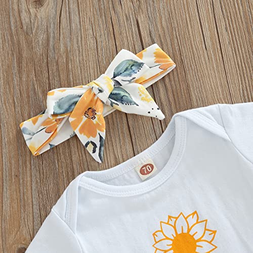 Image of Newborn Baby Girl Clothes Snap Cotton Bodysuit Floral Shorts Baby Headband Infant 3Pcs Outfits Summer Set