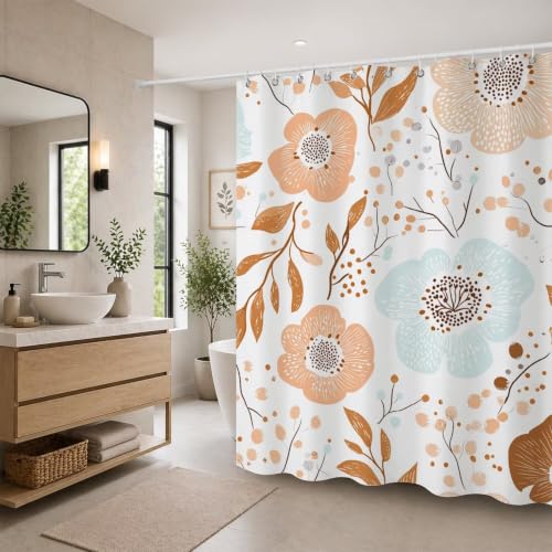 Rideau de douche imperméable fleur 160x180 cm en textile polyester - 4