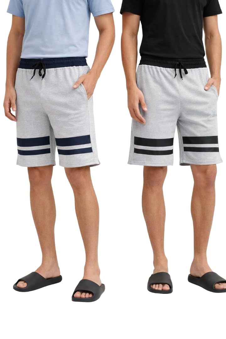 L.N.Creation Mens Cotton Printed Shorts Combo (Pack of 2) | Soft Breathable Lounge & Sleepwear Shorts with Drawstring & Pockets | Casual-picture-14