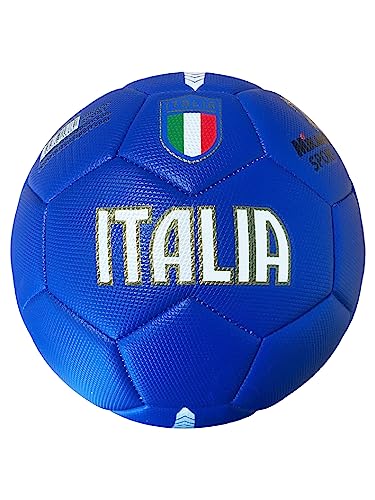 Italy Football Blue Ball Made of HF PVC Adult Teens and Children (Size 5 - Large), Misura 5 - Grande