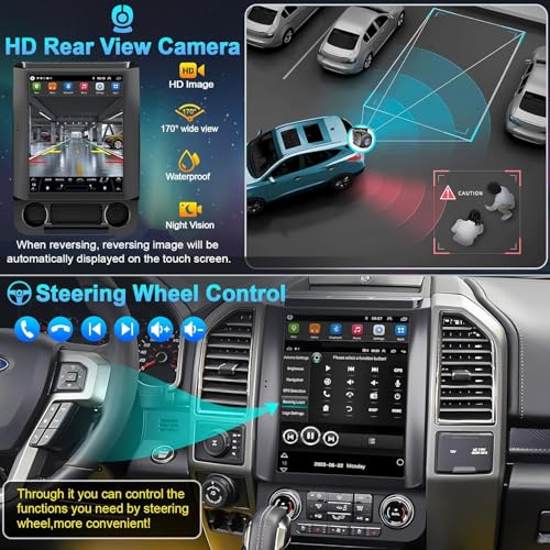 for Ford F150 2015 2016 2017 2018 2019 2020 Android 13 Car Stereo 8-core, 12.1 Inch IPS Touch Screen Car Radio with Wireless Carplay/Android Auto,GPS, WiFi, Bluetooth, FM, DVR