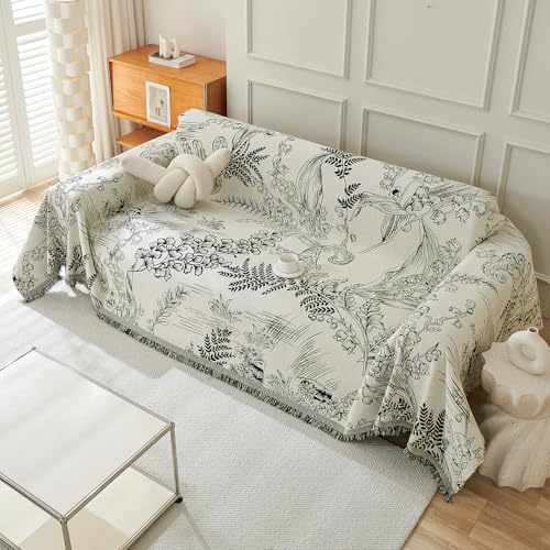 Couverture de canapé en chenille pour protéger un grand canapé usé - 2