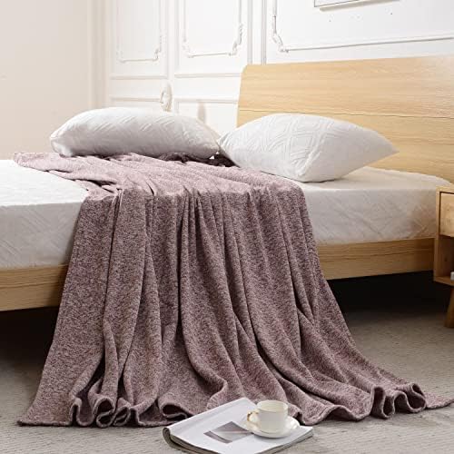 Qeils Knit Blanket King Size for Bed Couch Cover, Soft Fuzzy Sweatshirt Blanket for All Seasons, 280GSM Lightweight Breathable Jersey Blanket,108"X90" (Burgundy and White)