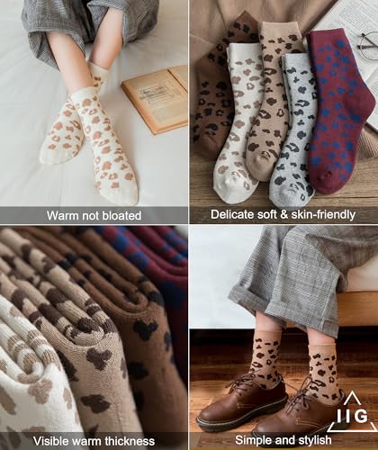 Image of IIG 3-5 Pairs Womens Super Thick Warm Winter Crew Socks Cute Fashion Knit Cozy Socks Gifts for Women