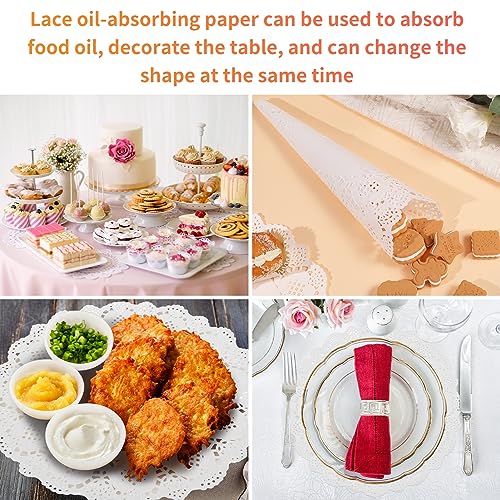 Friusate H6RBA1224 150 Pcs White Lace Paper Doilies, 12 Inch White Disposable Lace Cake Plate Doilies For Party And Wedding Tableware, Round Doilies Paper thumb #2