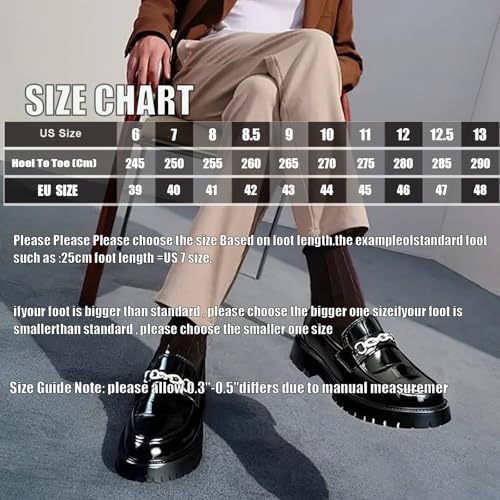 Men's Checkered Pattern Chain Platform Loafers Comfortable Non-Slip Lug Sole Business Formal Leather Shoes Patent Leather Wide Toe Work Casual Dress Shoes2
