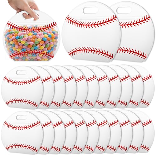 AKAIXI 24pcs 3.5Mil Thickened Baseball Snack Bags Reusable Sealed Treat Bag