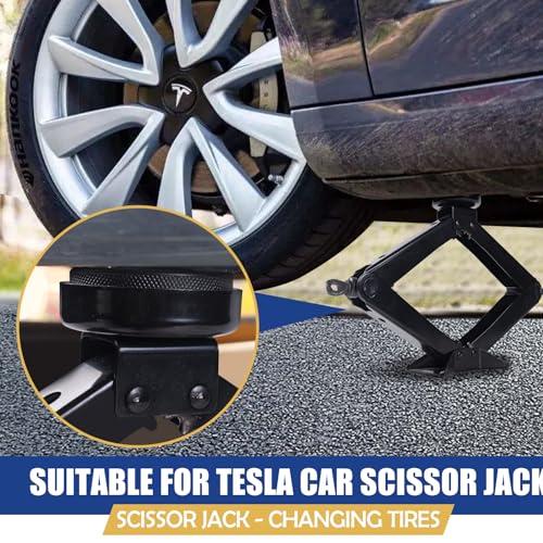 Image of Car Jack Kit for Tesla Cars | Scissor Jack | Max 3 ton (6,600 lbs) | Suitable for Tesla Model 3 /Model S /Model X /Model Y. Comes with Labor-Saving Wrench /Bracket Pad, Black