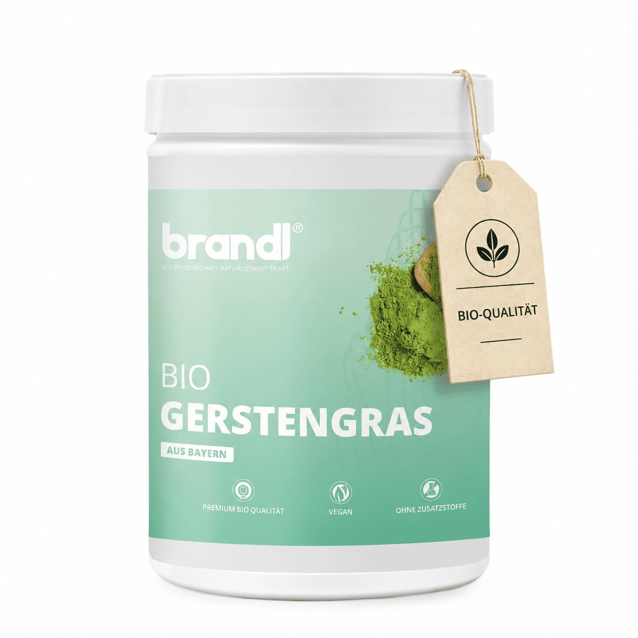 Gerstengraspulver BIO - natürliches Gerstengras Premiumqualität - optimal für Sportler, Rohkost-Qualität aus Bayern und abgefüllt in Deutschland, laborgeprüft - 500g Bio Gerstengras Pulver by brandl®