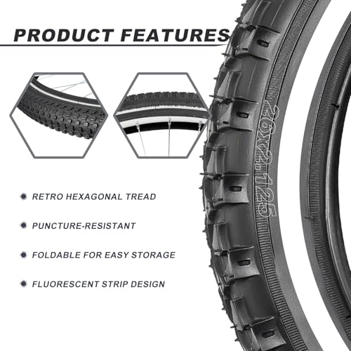 26×1.95/2.125 Bike Tire with Anti-Stab Weave Reflective