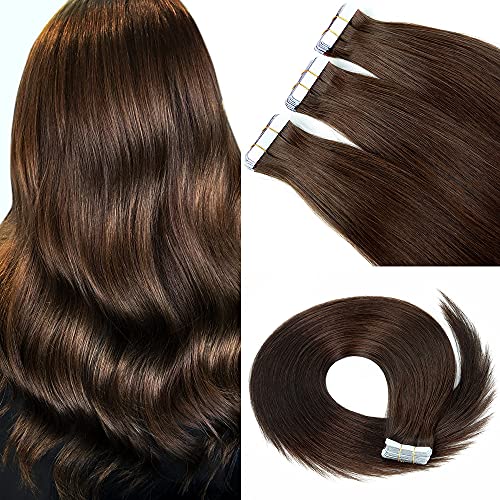 Tape in Hair Extensions Human hair #2 Dark Brown 20 inch 50g 20pieces/pack Silky Straight Seamless Skin Weft Remy Tape in Human Hair extensions
