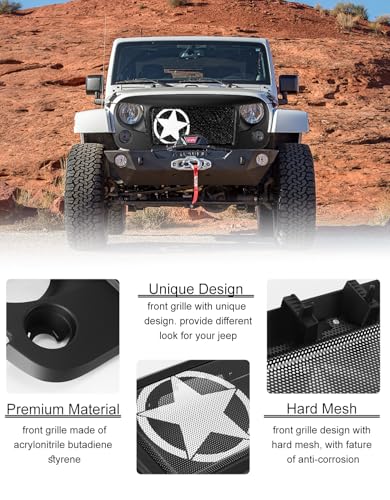 Image of SUNPIE Front Grilles Assembly Replacement Compatible with Jeep Wrangler JK