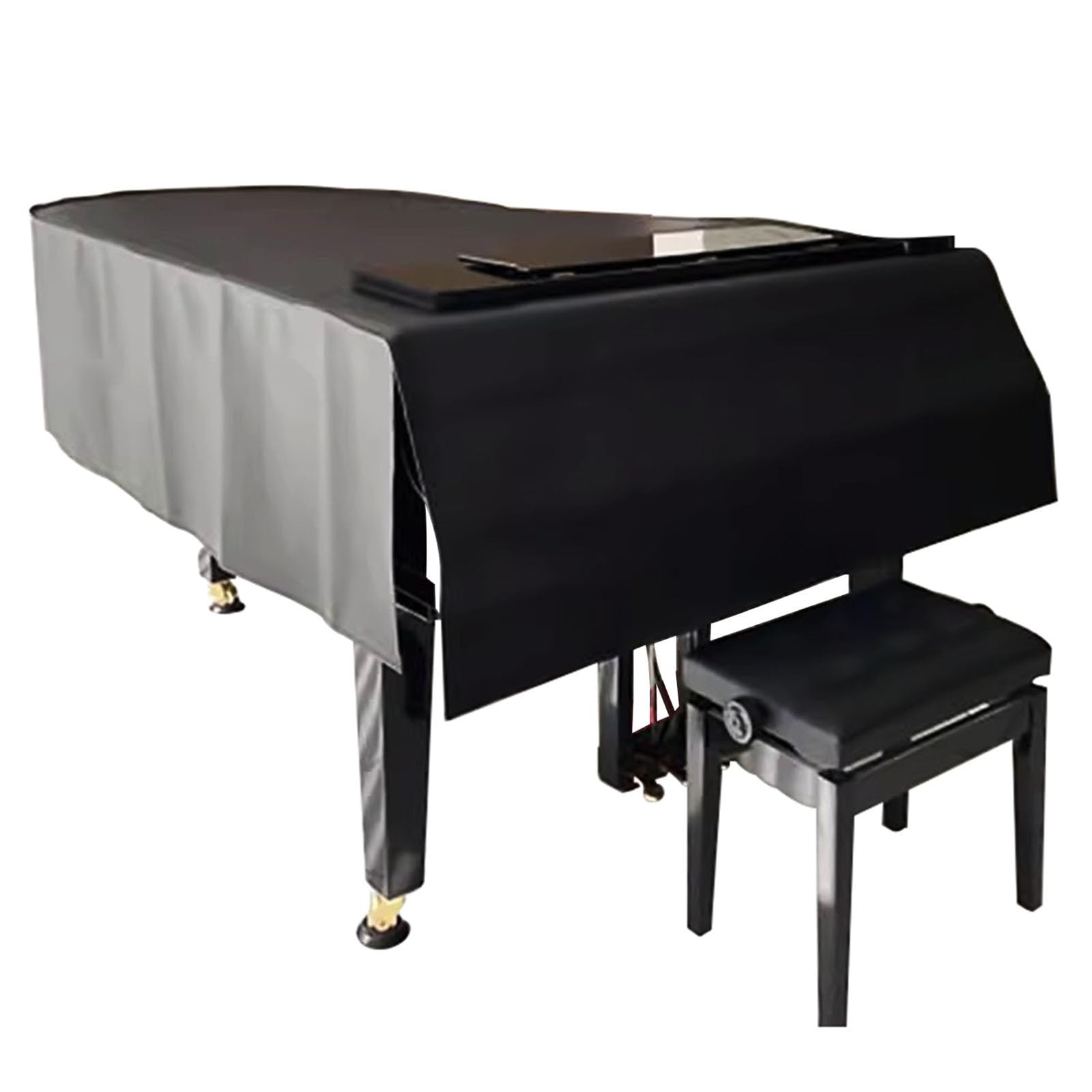 Leder-Flügelabdeckung, Klavierabdeckung mit Einzelhocker-Abdeckung oder Doppelhocker-Abdeckung, Klavierabdeckung, vordere Vorhangöffnung, weiches Futter zum Schutz des Klaviers (A, 180 cm/71 Zoll)