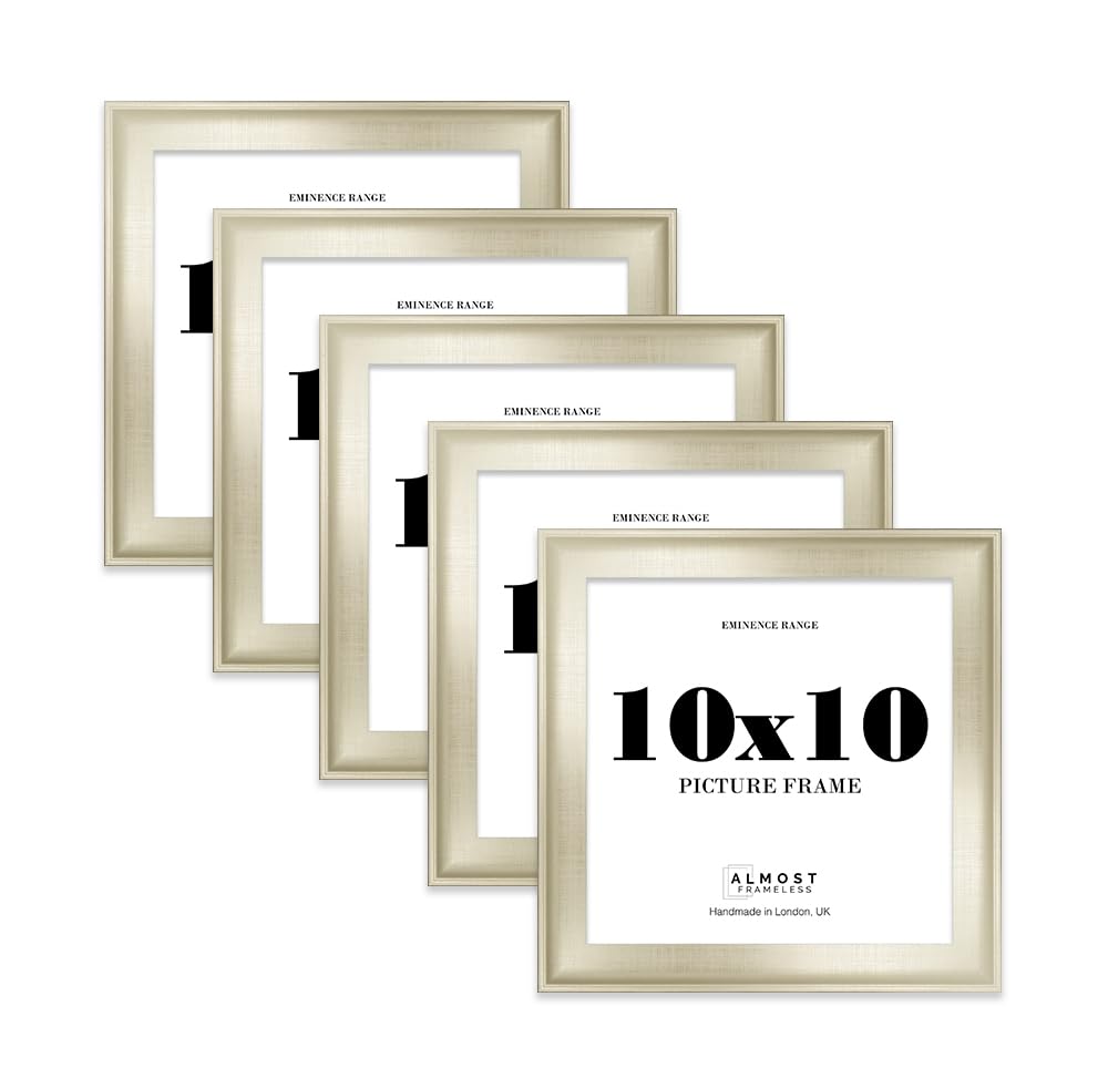 10x10" Oak Picture Frame - Rustic Wood Industrial Effect Photo Frame for Wall Display, Ideal for Posters, Prints & Home Décor, Wall Hooks and Kickstand, 32mm Edge - 5 Pack
