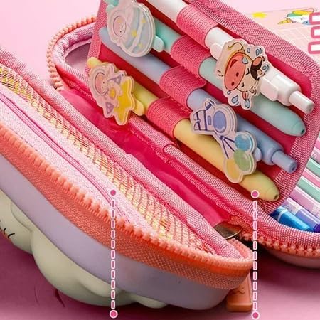Image of Invite Cartoon Theme Pencil Case - 3D EVA Pencil Case Pouch, Multipurpose Zipper Pencil Case for Kids, Pen and Pencil Bag for School Kids, Girls, Stationery Storage Box(Rabbit Green Small)