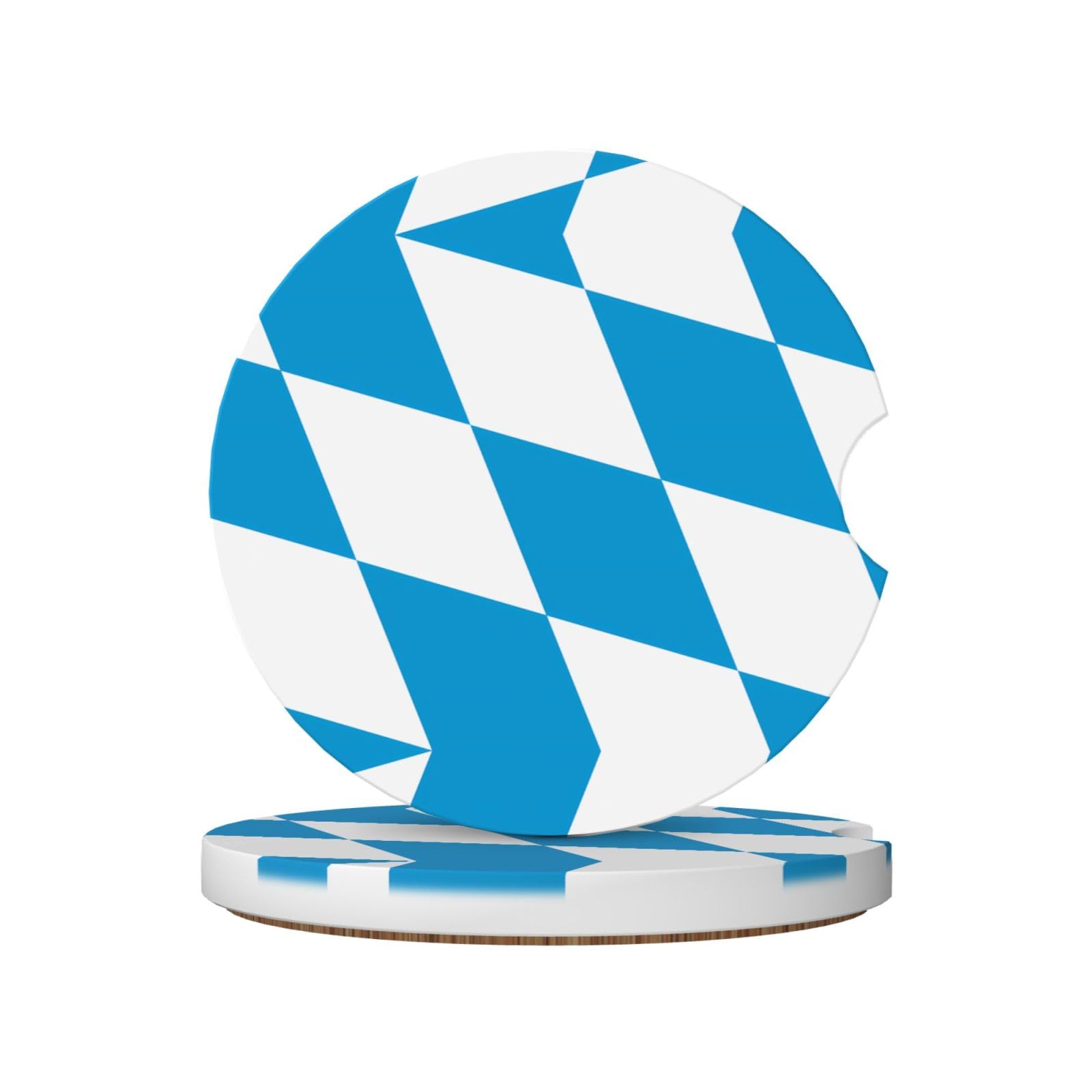 Bavarian Flag Printed Ceramic Car Cup Coasters (2 Pack), Suitable for car Cup Holders, 2.56 inch Diameter