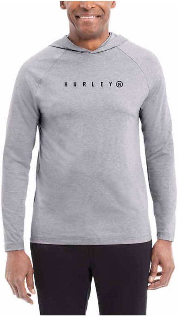 Hurley Men's Grey Performance Athletic Fit Hoody With Raglan Sleeves(Large)
