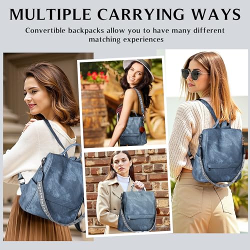 Image of Woman Backpack Purse Waterproof Lightweight PU Leather Backpack, Multipurpose Travel Shoulder Bag Handbag